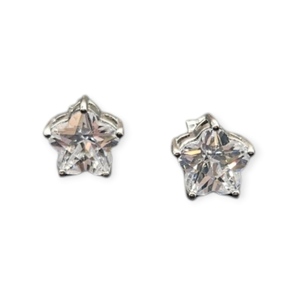 CZ Diamond Star Solitaire Stud Earrings